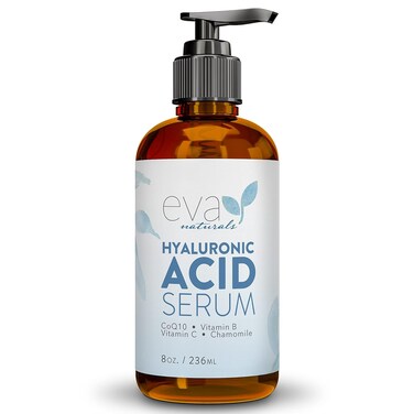 Eva Naturals Anti-Aging Hyaluronic Acid Serum For Face - Professional &amp; Potent Hydrating Anti-Wrinkle Formula For Fine Line &amp; Uneven Skin Tone - Contains Vitamin C, B, &amp; E, Paraben Free (8 Oz)