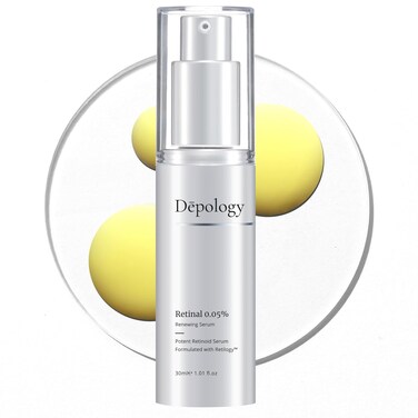Depology Retilogy&trade; Retinal 0.05% Renewing Serum   Anti-Wrinkle Serum   Hydration Facial Skin Serum   Skin Care Products (0.05%), light yellow