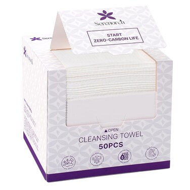 Disposable Face Towels, 10" x 12", Ultra Thick Face Towelettes for Sensitive Skin, Extra Soft Makeup Remover Dry Wipes, 50 Count