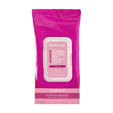 MCoBeauty Hyaluronic Acid &amp; Collagen Facial Wipes, Fresh and Mositurizing, Pack of 25 Wipes, Vegan, Cruelty Free Cosmetics