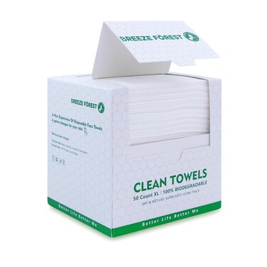 Disposable Face Towel XL, 50 Pcs Ultra Soft Biodegradable Facial Wipes, 9.8" X 11" Extra Large Dry Face Tissues, Makeup Remover Face Clean Cloths for Sensitive Skin