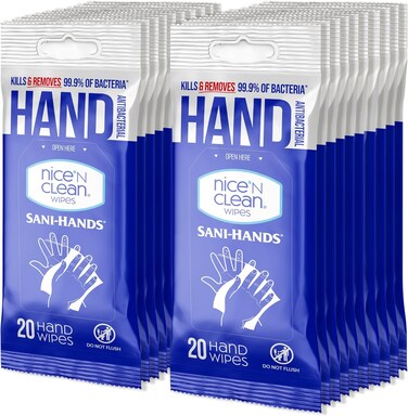 Nice 'N Clean Sensitive Skin Wet Hand Wipes Infused with Aloe &amp; Vitamin E, Blue, 400 Count