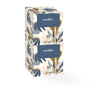 Ourmed Life Face Towels, Disposable Biodegradable Facial Towels for Sensitive Skin, Lint- free Face Wipes for Washing Face, Skincare and Makeup Remover, Dry Wipes, 10"&times;7.8" Extra Large, 120 Count