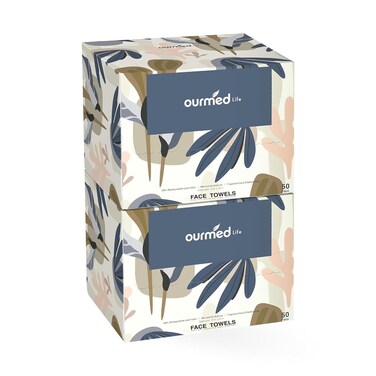 Ourmed Life Face Towels, Disposable Biodegradable Facial Towels for Sensitive Skin, Lint- free Face Wipes for Washing Face, Skincare and Makeup Remover, Dry Wipes, 10"&times;12" Extra Large, 100 Count