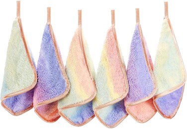PHOGARY Microfiber Makeup Remover Cloths, 6 Pack Reusable Makeup Eraser Cloth for Face, Microfibre Erase Your Face Washcloths, Make up Cloth Remover Towel - Gentle on Skin (8 x 8in, Rainbow)