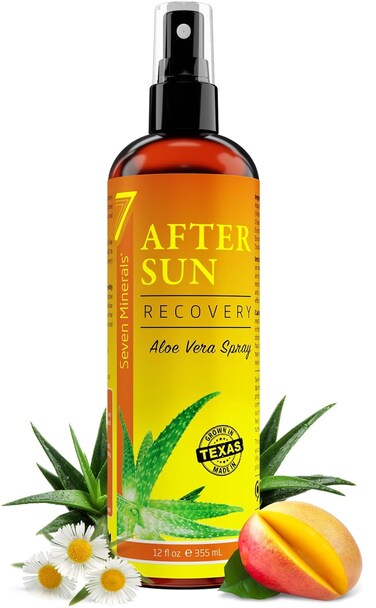 Seven Minerals NEW After Sun Solar Recovery Spray with Aloe Vera - For Skin &amp; Face with Instant Sunburn Relief. Unlike Regular Aftersun Spray With Mango &amp; Chamomile (12 Oz)