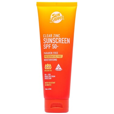 Sun Zapper Clear Zinc Sunscreen &ndash; SPF 50+ Broad Spectrum, Water Resistant &ndash; 100mL (3.4 oz) &ndash; Contains Vitamin E &amp; Aloe Vera &ndash; Made in Australia
