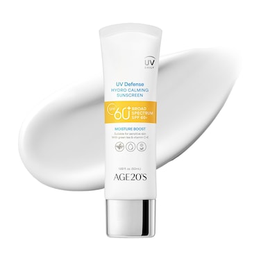 AGE20'S UV Defense Hydro Calming Sunscreen SPF 60+   Korean Sunscreen   Moisturizing Creamy Formula, No White Cast, Lightweight Finish   Green Tea + Aloe Vera   Dermatest Excellent   1.69 fl.oz*1