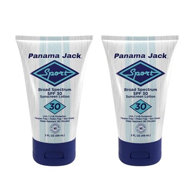 Panama Jack Sport Sunscreen Lotion - SPF 30, Broad Spectrum UVA/UVB Protection, Non-Greasy, PABA, Paraben, Gluten &amp; Cruelty Free, 3 FL OZ (Pack of 2)