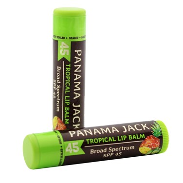 Panama Jack Sunscreen Lip Balm - SPF 45, Broad Spectrum UVA-UVB Sunscreen Protection, Prevents &amp; Soothes Dry, Chapped Lips, Tropical, 2-pack