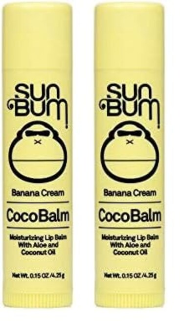 Sun Bum Banana Cream Cocobalm   Hydrating Lip Balm with Aloe   Hypoallergenic, Paraben Free, Silicone Free,  0.15oz Stick (Pack of 2)