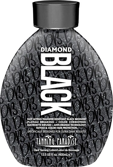Paradise Diamond Black Tanning Bed Lotion 13.5 Fl Oz Transfer Resistant, Golden Bronze Color CC Cream Matte Airbrush Effect