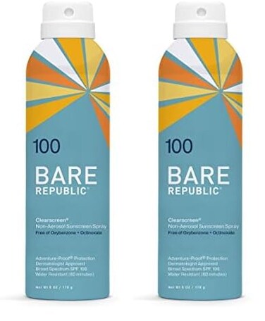 Bare Republic Clearscreen Sunscreen SPF 100 Sunblock Spray, Water Resistant with an Invisible Finish, 6 Fl Oz (Pack of 2)