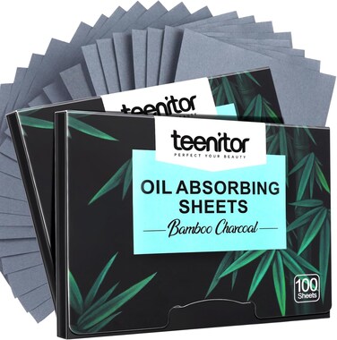 Teenitor 200 Counts Blotting Paper for Oily Skin, Face Oil Sheets with Bamboo Charcoal, Oil Blotting Sheets for Face Oil Absorbing Sheets for Face Men Women, Oil Control Film 3.93" x 2.75