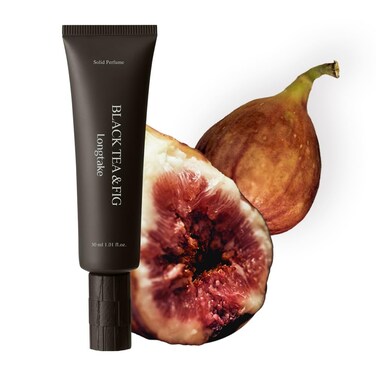 Solid Perfume - Black Tea &amp; Fig ScentㅣLong Lasting Travel Size Gel Fragrance, Alcohol-Free, Vegan &amp; Sustainable, Cashmere-like Finish Cologne 1.01 fl.oz.