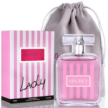 Secret Lady for Women - Combination of Fruity &amp; Floral Notes with Pine Tree Base - Aromatic Fragrance for All Occasions - Great Gift Choice - Elegant 100 ml bottle with Shiny Suede Pouch