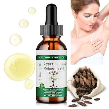 Cyperus Rotundus Oil For Hair Removal, Pure &amp; Organic Cyperus Oil For Women &amp; Men, Reducing Body Hair Growth, 60ML Hair and Body Oil, Moisturizing &amp; Soothing.