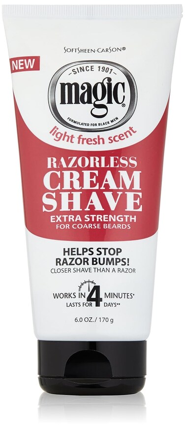SoftSheen-Carson Magic Razorless Shaving Cream, Hair Removal Cream for Body Hair, Extra Strength Depilatory Cream, Works in 4 Minutes for Coarse Hair, 6 oz