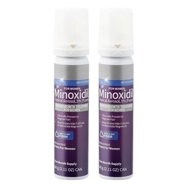 Minoxidil 5% Hair Growth Foam for Women  Unscented Once-a-Day Treatment Clinically Proven Fuller &amp; Thicker Hair  4-Month Supply   by Perrigo &amp; Costco (2 Count)