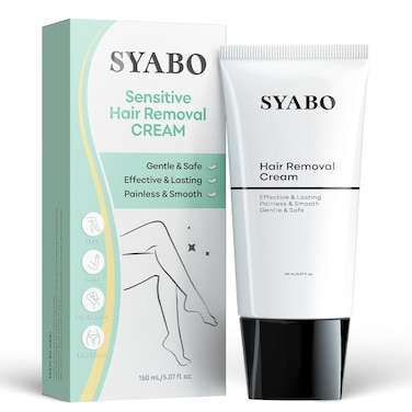 Sensitive Skin Hair Removal Cream - Painless Bikini Hair Removal for Women Men, Sensitive Formula Depilatory Cream for Pubic, Bikini Line, Legs, Arms, Underarms, Unwanted Coarse Hair, 5FL OZ