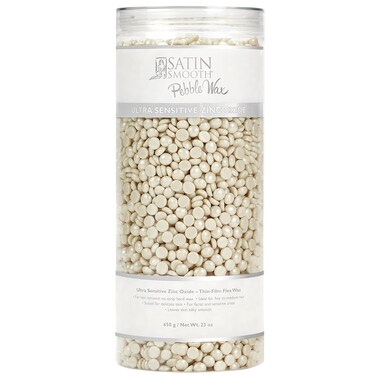 Satin Smooth Ultra Sensitive Zinc Oxide Hard Wax, Thin Film Flex Pebbles, Gentle Hair Removal Wax for Brazilian, Bikini, &amp; Sensitive Skin, Professional Waxing Formula, 23oz