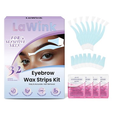 Sensitive Eyebrow Wax Strips, Facial Wax Strips, Ready To Use Wax Strips 32 Strips 4 Calming Oil Wipes Mouth waxing wax Eyebrow hair removal Facial Hair Removal for Women(Eyebrow)