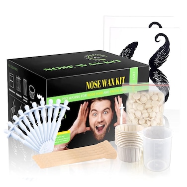 Nose Wax Kit for Women &amp; Men, Original Nose Hair Wax Kit For Nostril Nasal Cleaning Ear Hair Removal, 50 g Wax for Nose Hair Removal, Nose Wax Sticks, Mustache Guards, Paper Cup, Applicators