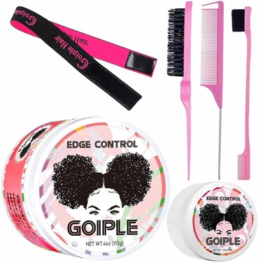 Edge Control Wax for Women Strong Hold Non-greasy Edge Control Smoother Edge Tamer, Edge Wax Styling Tamer Edge Control for Black Hair No Flaking, White Residue, Shine and Smooth (edge control-6pcs)