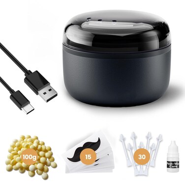 Nose Wax Kit, Nose Hair Waxing Kit For Men, Black Ear Hair Removal Wax Kit, USB Quick Heating, Constant Temp