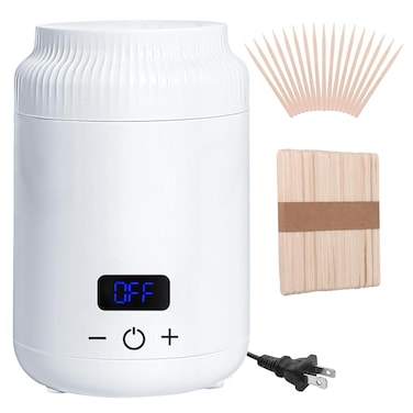 PODOY Mini Wax Warmer - Switchable Display, Portable for Hair Removal with 100 Wax Sticks, Non-Stick Waxing Kit for Women's Face and Body, Professional Melter Machine