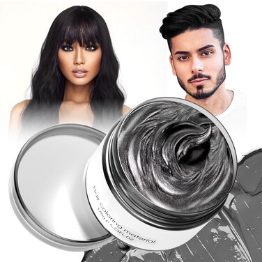 Black Temporary Hair Dye,Temporary Hair Color Wax,Natural Washable Hair Dye Temp Hair Color for Women Men Kids Party Cosplay Halloween