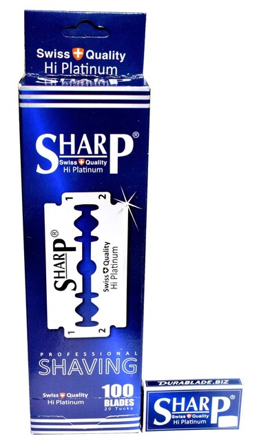 100 Sharp Hi Platinum Double Edge Razor Blades For Safety Razor - Men&acute;s Safety Razor Blades For Shaving For Men For A Smooth And Clean Shave (1 Year Supply)