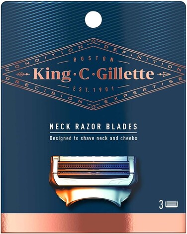 King C. Gillette Neck Shaving Razor Blades Men, Pack of 3 Razor Blades Refills with Precision Trimmer, 2 Blades with Skinguard
