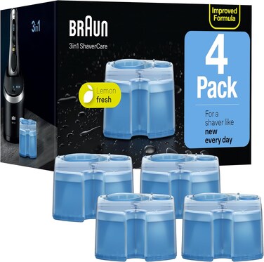 Braun Clean &amp; Renew Refill Cartridges CCR, Cleans your Shaver for Optimal Hygiene, Removes Residual Hair &amp; Skin Particles, Lemon Scent, 22.8 fl oz (Pack of 4)