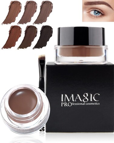Eyebrow Pomade Waterproof, Tinted Brow Gel Cream with Brush, High-pigmented 24 Hour Wear, Smudge Proof &amp;Sweat-proof, Super Creamy Eyebrow Pomade Filling &amp; Shaping Brows for Women - Soft Brown