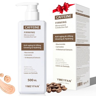 500ML Conductive Gel for Body Sculpting, Hot Caffeine Firming Gel Primer, Microcurrent Facial Device Gel, Niacinamide, Carnosine and 10 Botanical Extracts, Paraben &amp; Fragrance Free