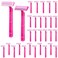 30 Count Women's Disposable Razors, Twin Blade Shaving Razor Pink Stainless Steel Women's Disposable Razors for Men Women Camping Traveling Home
