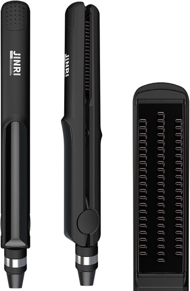 JINRI Professional Salon Flat Iron with 1 Inch Plate Ceramic Tourmaline Ionic Hair Straightener and Curler Auto Shut Off