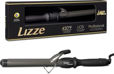 Lizze Ceramic Curling Wand - Ionic Barrel Clamp for Professional Thick Hair Curls (1 1/4 inch) - Tenaza Para Ondular El Cabello
