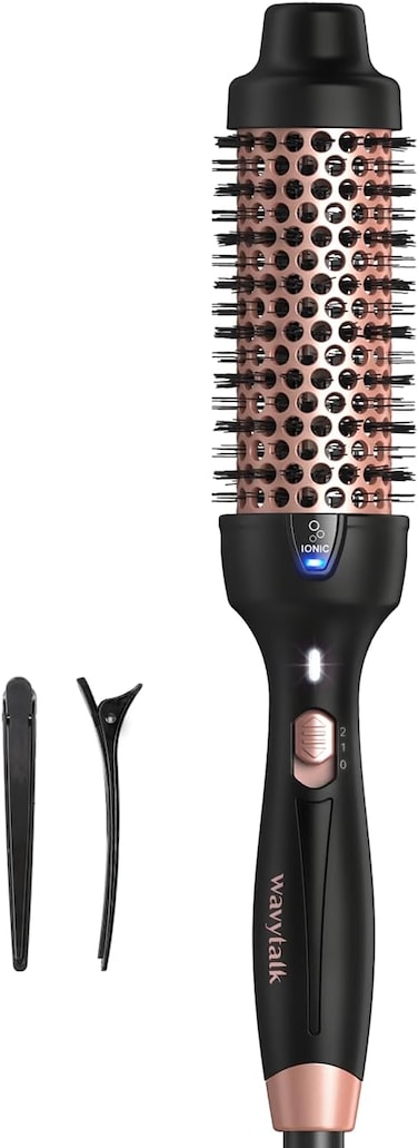 Wavytalk Thermal Brush for Blowout Look, Blowout Express 1.5 Inch Ionic Thermal Round Brush Makes Hair Smoother Get Natural Curls, Dual Voltage, Easy to Use