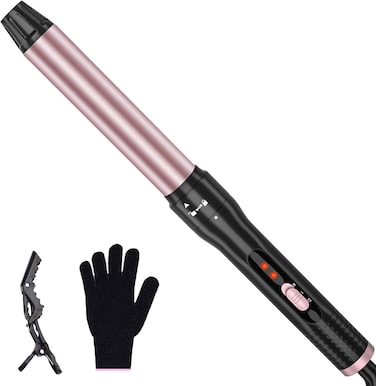 1 Inch Curling Iron, Curling Iron Wand for Middle &amp; Long Hair, Ceramic Barrel Curling Iron with Adjustable Temperature, Include Heat Resistant Glove
