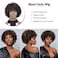 Short Curly Wigs for Black Women Brazilian Virgin Human Hair Wigs for Middle Aged Black Women Black Mix Medium Brown Highlight Color 150% Density Regular Wig Machine Made Glueless Wig No Lace Wig