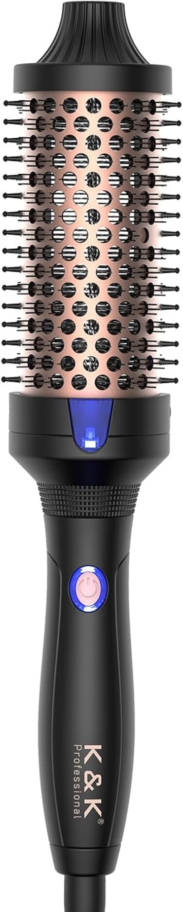 K&amp;K 1.77 Inch Heated Curling Brush with Ceramic Tourmaline Ionic Technology for Volumizing and Loose Curls (Black)