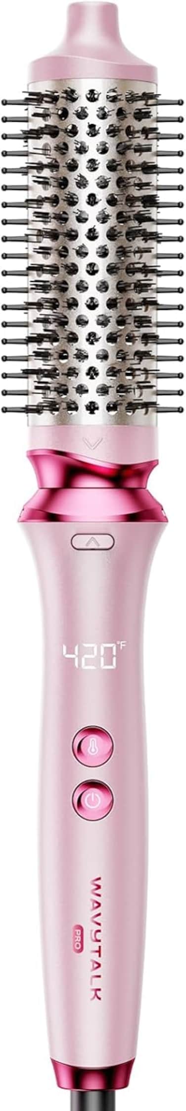 Wavytalk Thermal Brush, Wavytalk Heatwave Pro 1.5" Ionic Thermal Brush with Bilateral Ionic Outlet to Less Damage and One-Step Shiny Blowout Look, Pink