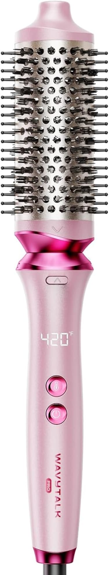 Wavytalk Thermal Brush, Wavytalk Heatwave Pro 1.75" Ionic Thermal Brush with Bilateral Ionic Outlet to Less Damage and One-Step Shiny Blowout Look for Long Hair, Pink