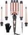 Hair Waver Beach Waves 3 Barrel Curling Iron Wand for Long Ceramic Hair Crimper for Women Curler Instant Heat 5 in 1 Curling Wand Set Dual Voltage 1 inch to 1 1/4 inch Hair Wands