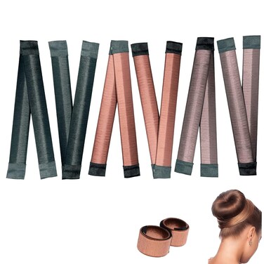6 Pcs Curlers Hair Bun, Easy Fast Snap Roll Magic Bun Tool,Bun maker for hair(Brown, Dark Brown,Black)