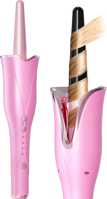 Rotating Curling Iron, Automatic Hair Curler, 1 Inch Curling Wand Extra Long Barrel, Self Spin N Curl Rotating, Tapered Wand Hot Roller Marcel Waver, for Fine Thick Hair, Best Curler Individual Use