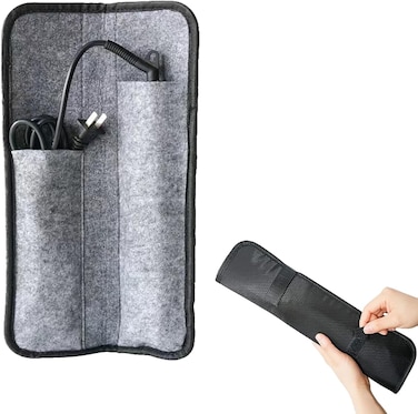Flat Iron Travel Case Pouch Sleeve Professional Felt Mat Curling Iron Cover Hair Straighteners Case Cover Travel Hair Curler Curling Wand Storage Tyling Tool Pouch (Gray)
