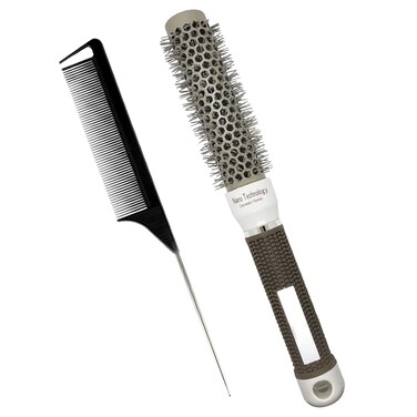 Round Hair Brush for Blow Drying, Curling &amp; Styling - Vented Thermal Barrel Ceramic Circle Brush for Rolling, Waving &amp; Blowouts - Rubber Handle (1 inch/25mm, White)